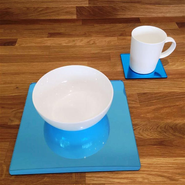 Square Placemat and Coaster Set - Blue Mirror