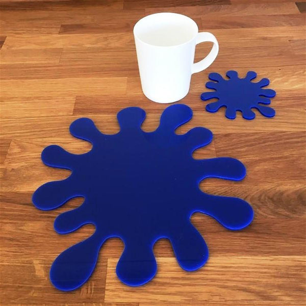 Splash Shaped Placemat and Coaster Set - Blue