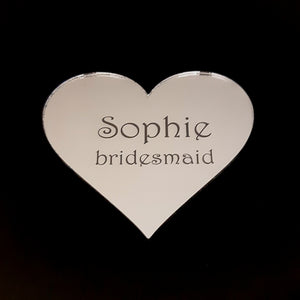 Heart Shaped Table Place Name Settings. Set of 4. Mirrored