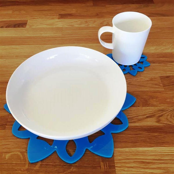 Snowflake Shaped Placemat and Coaster Set - Bright Blue