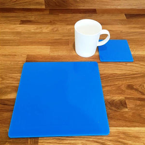 Square Placemat and Coaster Set - Bright Blue