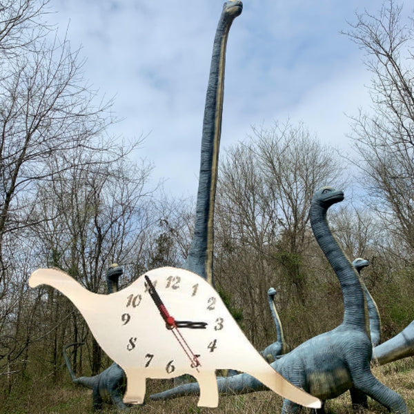 Brontosaurus Dinosaur Shaped Clocks - Many Colour Choices