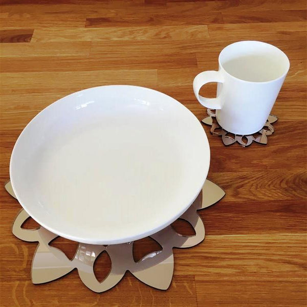 Snowflake Shaped Placemat and Coaster Set - Bronze Mirror