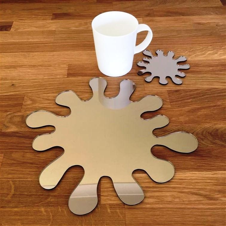Splash Shaped Placemat and Coaster Set - Bronze Mirror