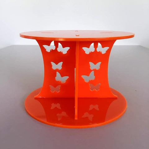 Butterfly Design Round Wedding/Party Cake Separator - Orange