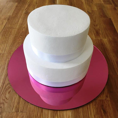 Round Cake Board - Pink Mirror