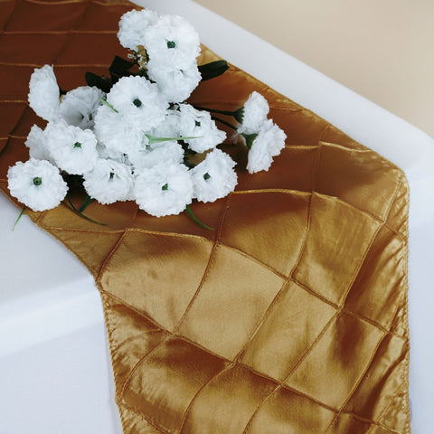 Champagne Gold Pintuck Table Runners