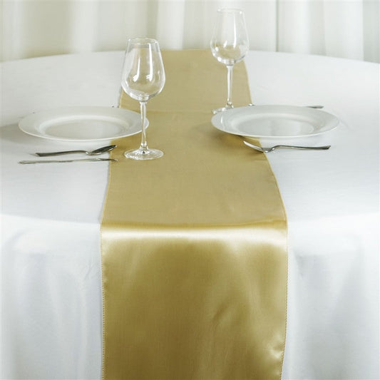 Champagne Gold Satin Smooth Table Runners