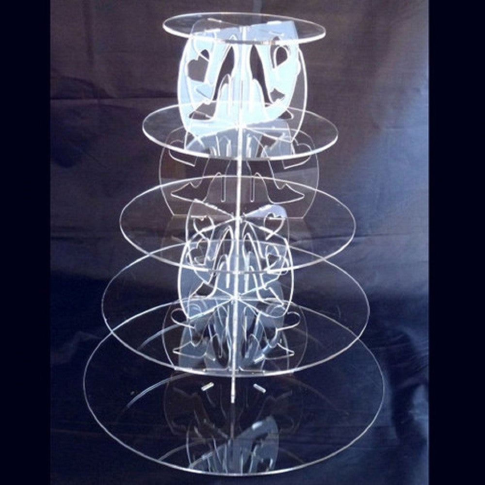 Five Tier High Heel and Heart Design Round Cake Stand