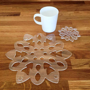 Snowflake Shaped Placemat and Coaster Set - Clear