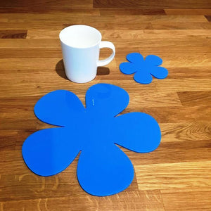 Daisy Shaped Placemat and Coaster Set - Bright Blue