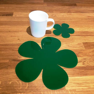 Daisy Shaped Placemat and Coaster Set - Green