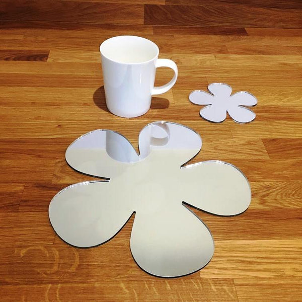 Daisy Shaped Placemat and Coaster Set - Mirrored