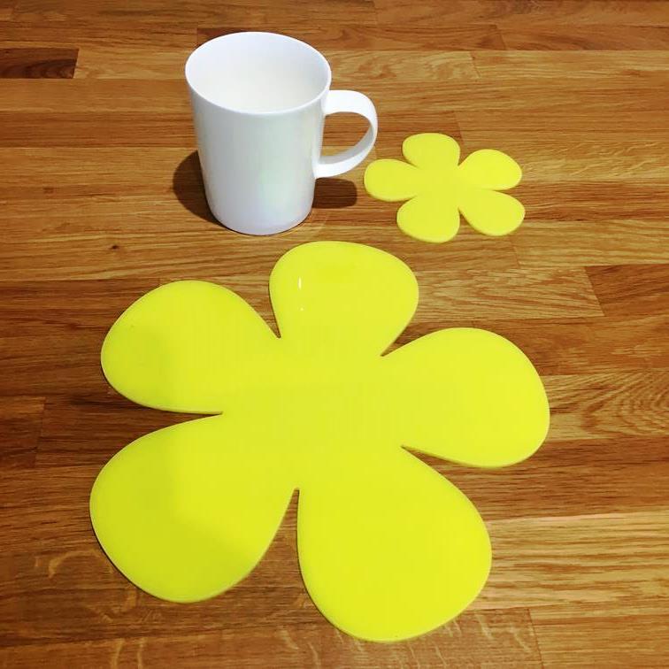 Daisy Shaped Placemat and Coaster Set - Yellow