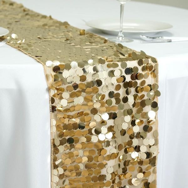 Gold Premium Sequin Satin Table Runner