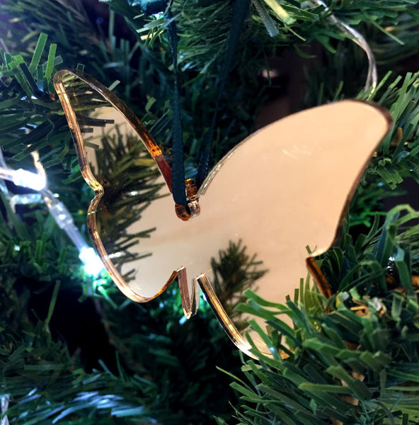 Butterfly Christmas Tree Decorations Mirrored