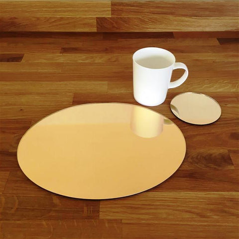 Oval Placemat and Coaster Set - Gold Mirror