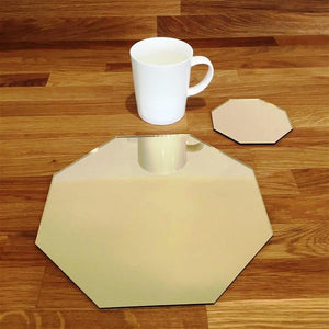 Octagonal Placemat and Coaster Set - Gold Mirror