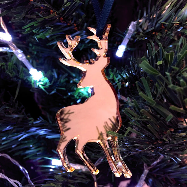 Reindeer Christmas Tree Decorations Mirrored