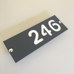 Rectangular Number House Sign - Graphite & White Matt Finish