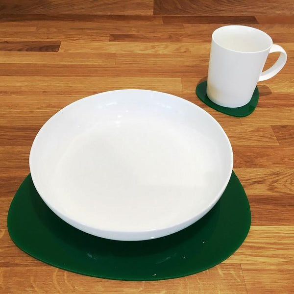 Pebble Shaped Placemat and Coaster Set - Green