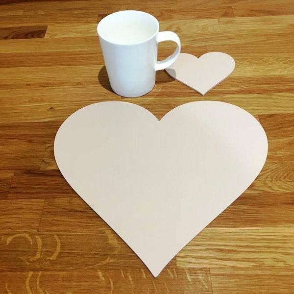 Heart Shaped Placemat and Coaster Set - Latte