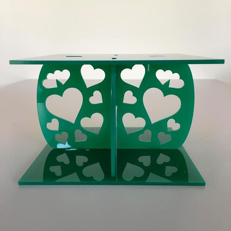 Heart Design Square Wedding/Party Cake Separator - Green