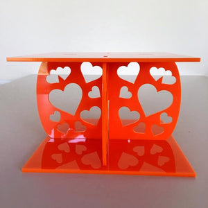 Heart Design Square Wedding/Party Cake Separator - Orange