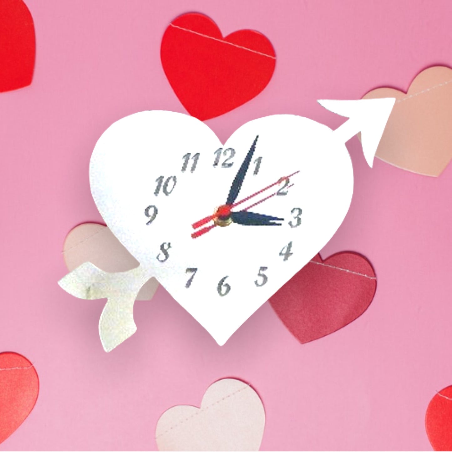 Heart & Arrow Shaped Clocks - Many Colour Choices