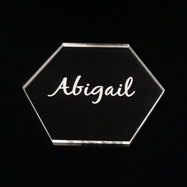 Hexagon Shaped Table Place Name Settings. Set of 4. Clear