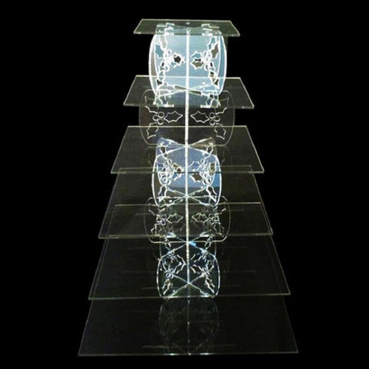 Six Tier Holly Design Square Cake Stand