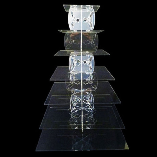 Seven Tier Holly Design Square Cake Stand