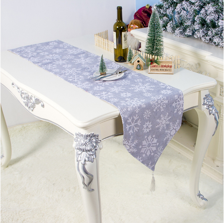 Silvery Grey & White Snowflake Christmas Table Runners