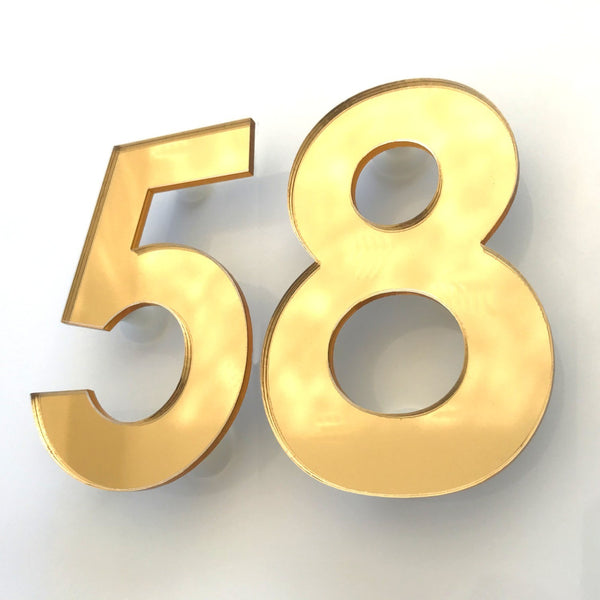 Gold Mirror, Floating Finish, House Numbers - Century Gothic