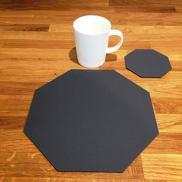 Octagonal Placemat and Coaster Set - Graphite Grey