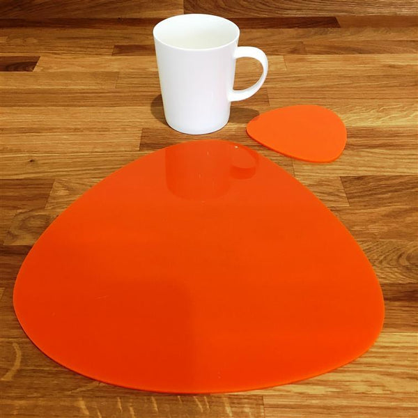 Pebble Shaped Placemat and Coaster Set - Orange