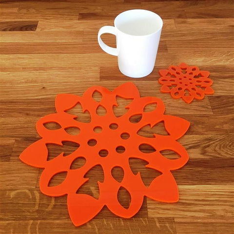 Snowflake Shaped Placemat and Coaster Set - Orange