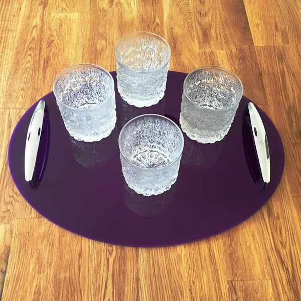 Oval Serving Tray with Handle - Purple