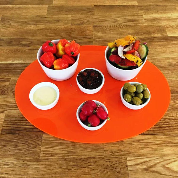 Oval Serving Mat/Table Protector - Orange Gloss