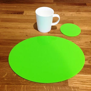 Oval Placemat and Coaster Set - Lime Green