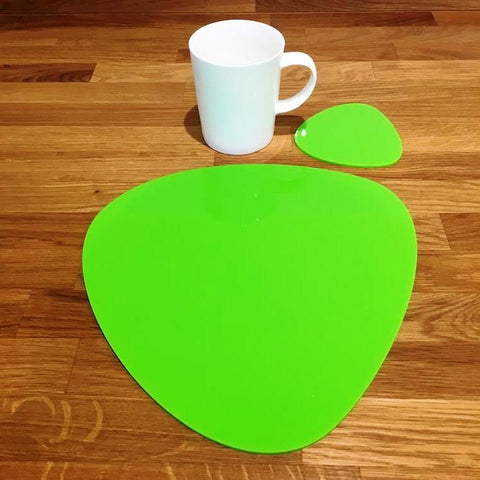 Pebble Shaped Placemat and Coaster Set - Lime Green