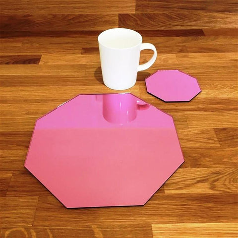 Octagonal Placemat and Coaster Set - Pink Mirror