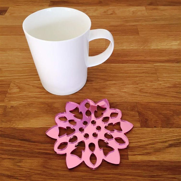 Snowflake Shaped Coaster Set - Pink Mirror