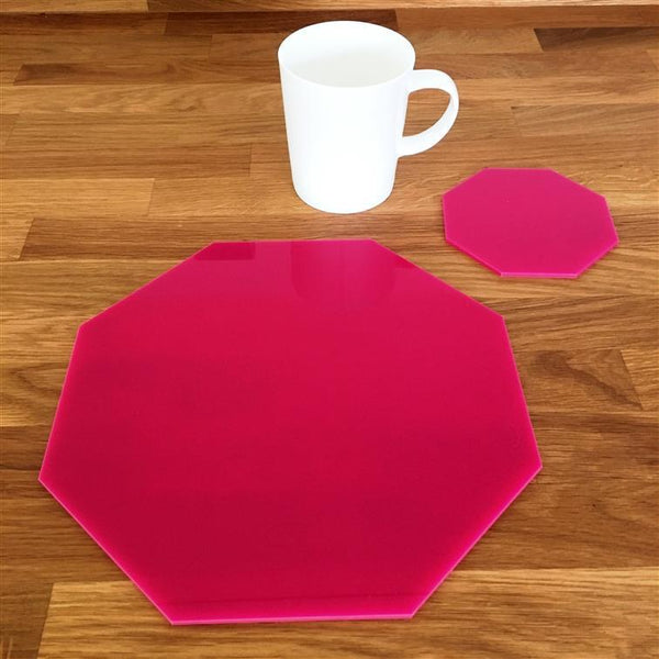 Octagonal Placemat and Coaster Set - Pink
