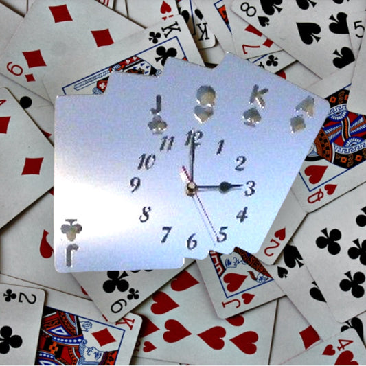 Playing Cards Shaped Clocks - Many Colour Choices