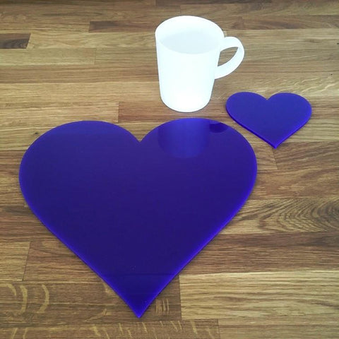 Heart Shaped Placemat and Coaster Set - Purple