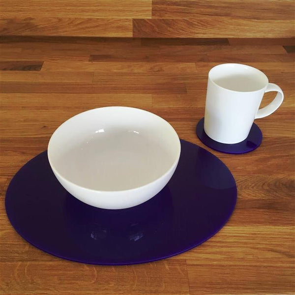 Oval Placemat and Coaster Set - Purple