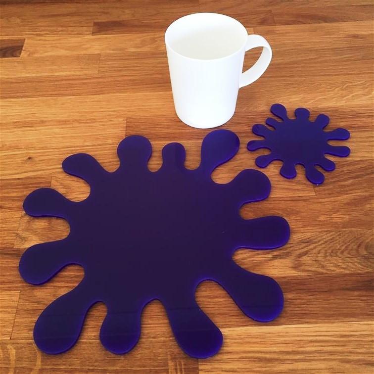 Splash Shaped Placemat and Coaster Set - Purple