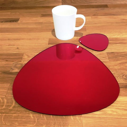 Pebble Shaped Placemat and Coaster Set - Red Mirror