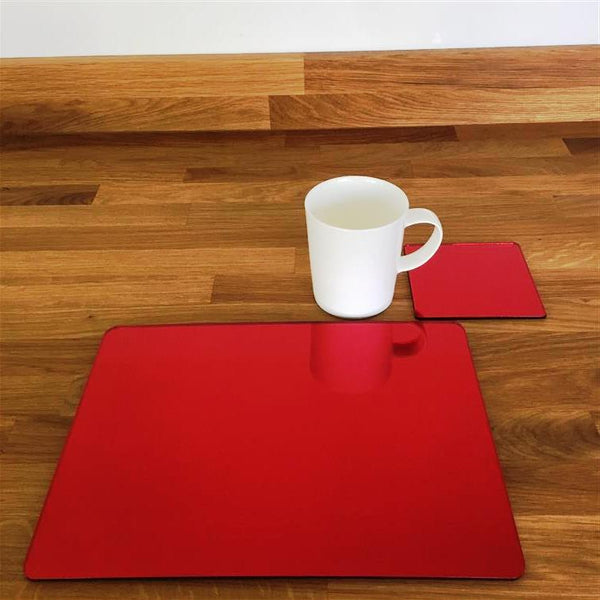 Rectangular Placemat and Coaster Set - Red Mirror
